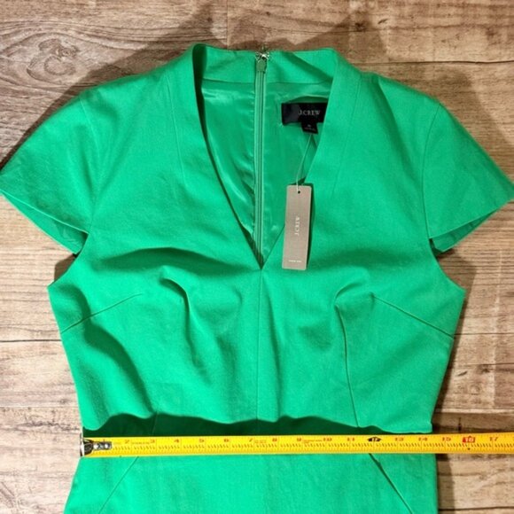 J Crew Dress Green Cap Sleeve V-Neck Sheath Size 6 - Picture 8 of 9